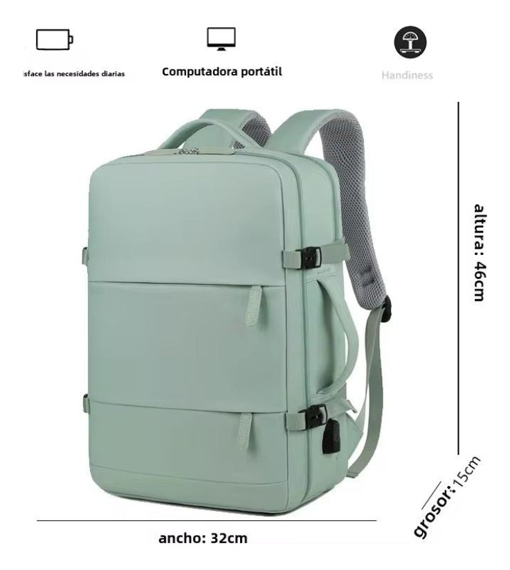 Maleta Morral Para Laptop Puerto Usb Viajero Practico Semi Impermeable Amaz Green Innovo