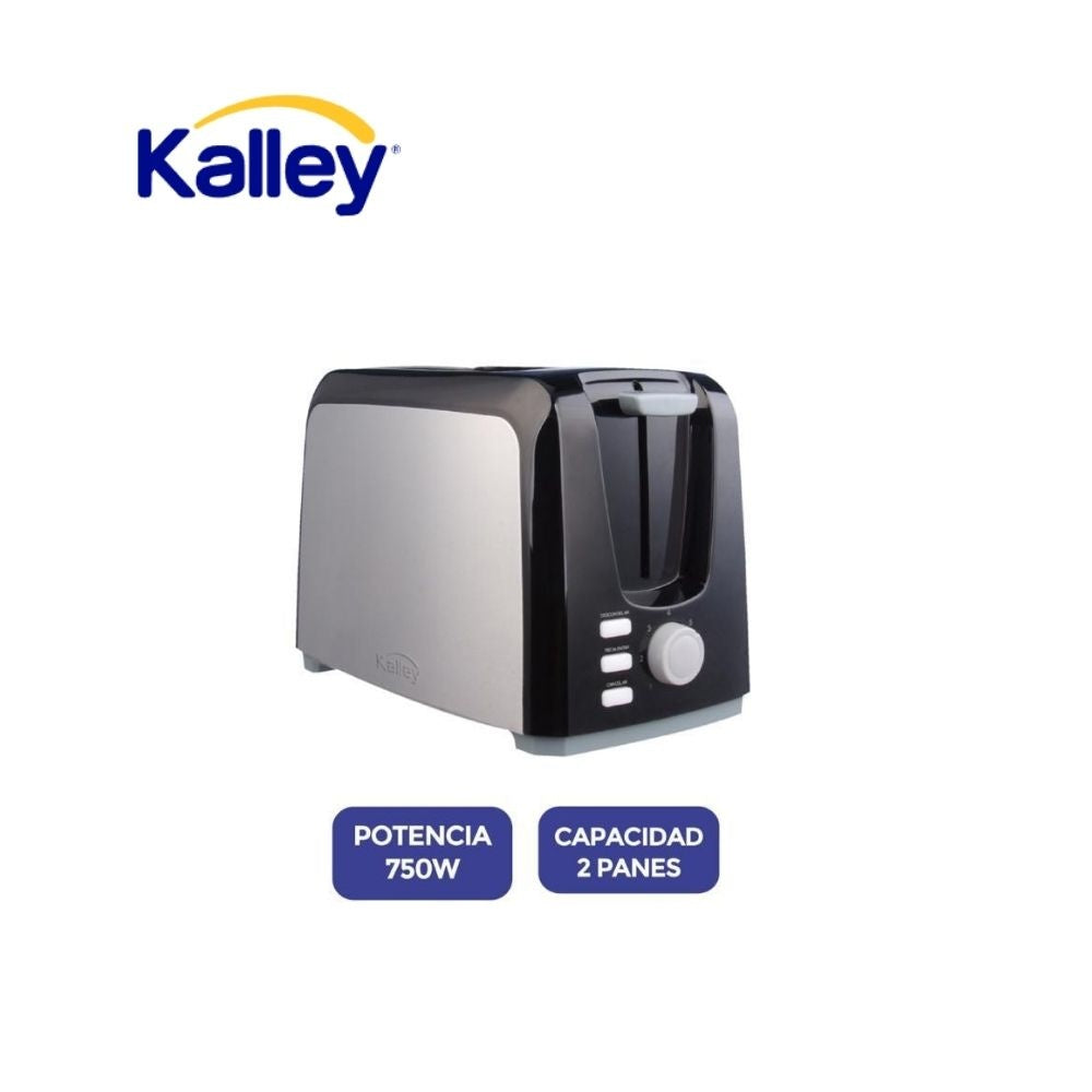 Tostadora Electrica Kalley 2 Panes 750W Acero Inoxidable Ajustable