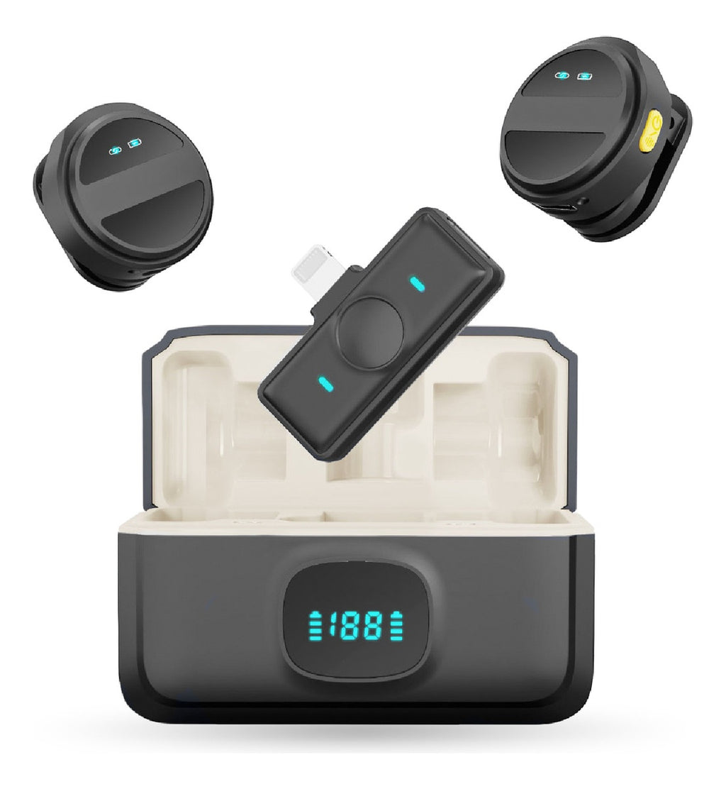 Microfono Inalambrico Solapa Magnetico Solapa Doble Canal Profesional 40Hrs