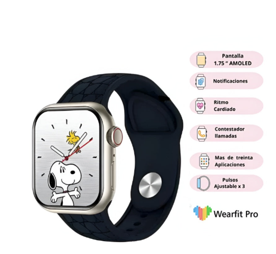 Reloj Smartwatch H9 Pro Mini Amoled Mobulaa Doble Pulso Negro Llamadas Notificaciones Innovo Tech