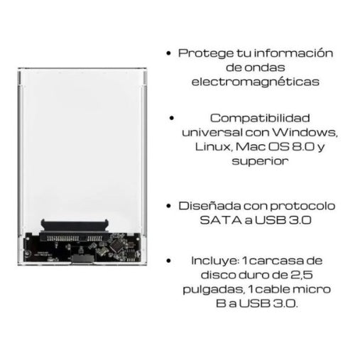 Caja Externa Case Disco Duro Sata 2.5 Usb 3.0 Transparente