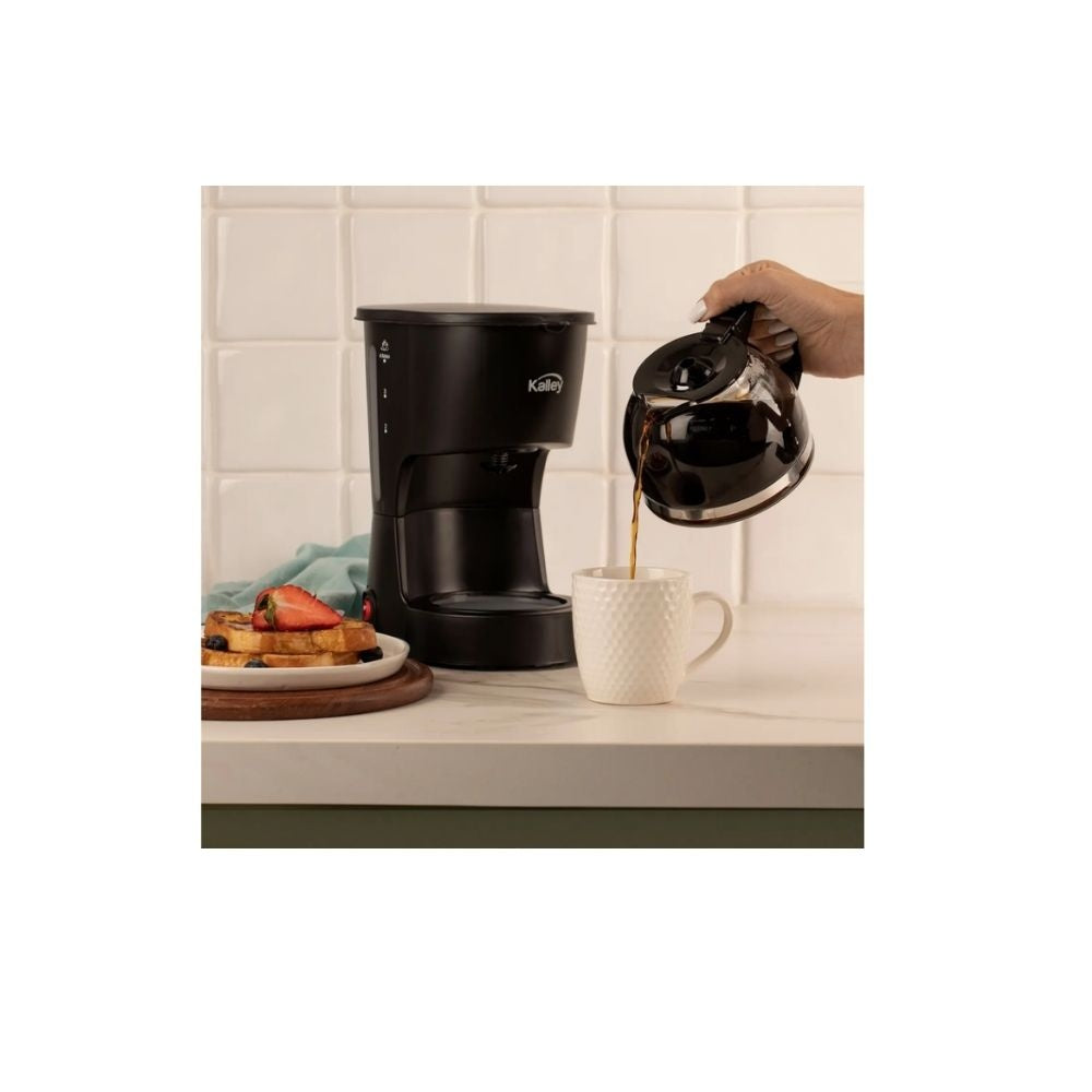 Cafetera Kalley Electrica 4 Tazas Con Filtro Reutilizable Y Jarra Vidrio