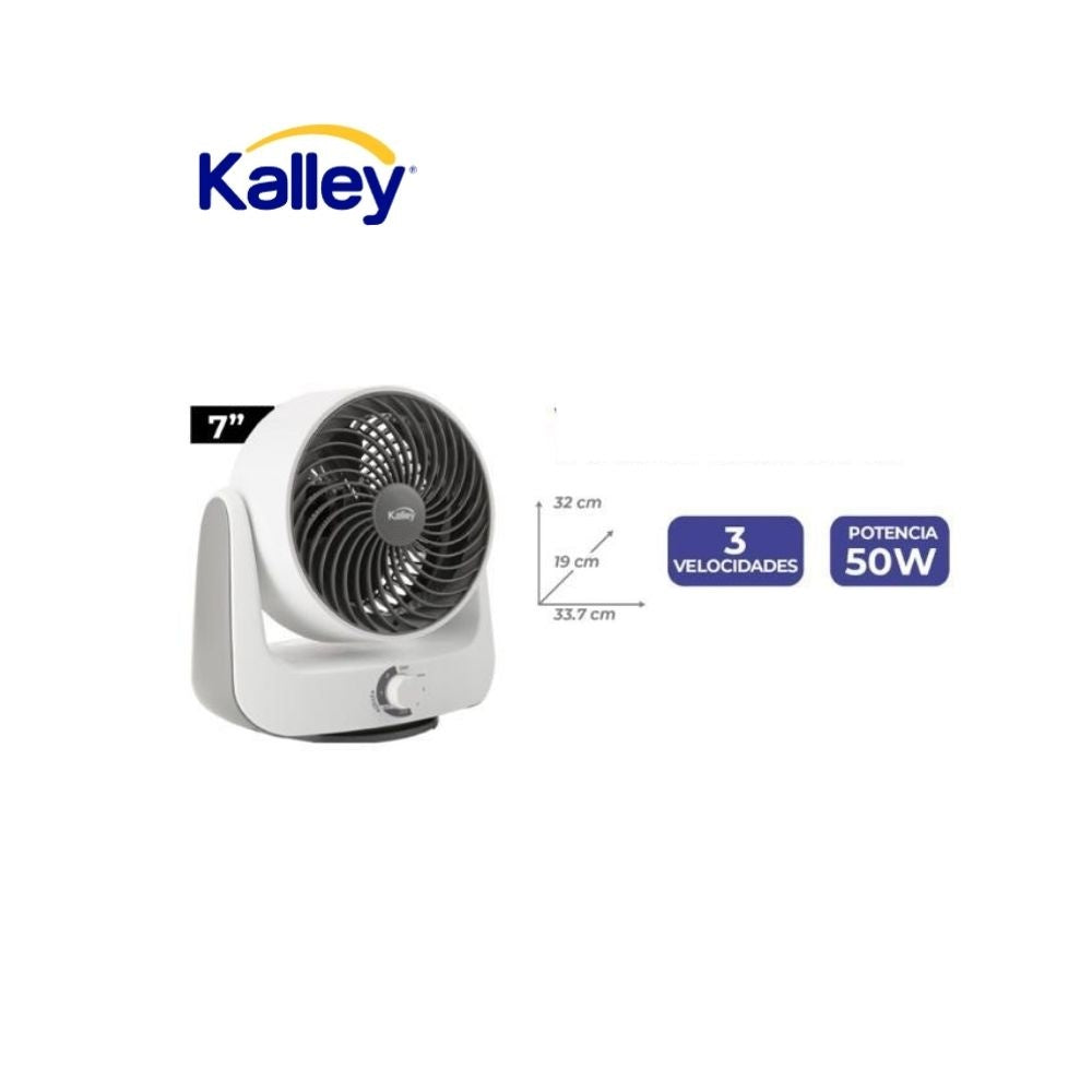 Ventilador Kalley 7" Turbo Silencioso 3 Velocidades Potencia 50W