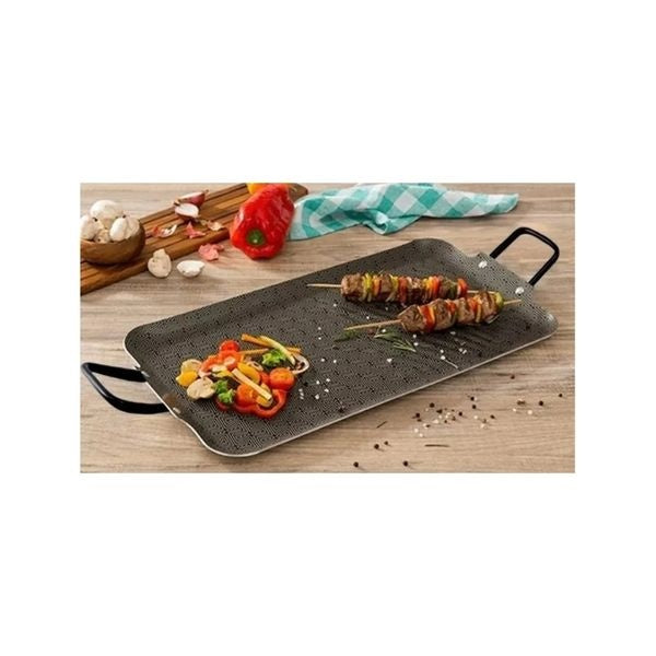 Plancha Asadora Rectangular Imusa Antiadherente Parrilla 47X25Cm