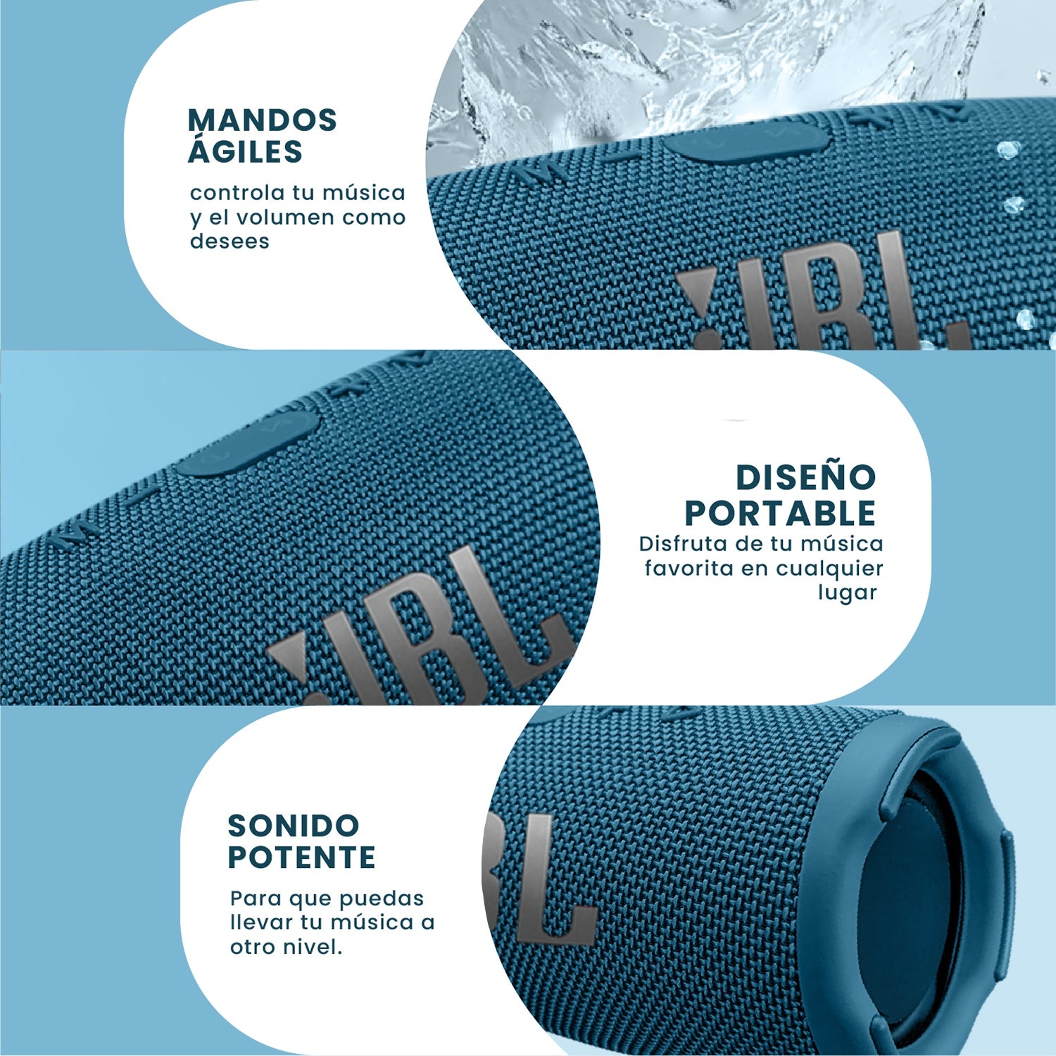 Parlante Jbl Charge 5 Replica 1.1 - Sonido Potente, Bluetooth, Portatil Azul