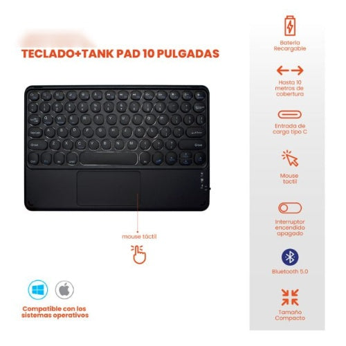 Teclado Para Pc Mac Tv Bluetooth Touchpad Recargable Innovo