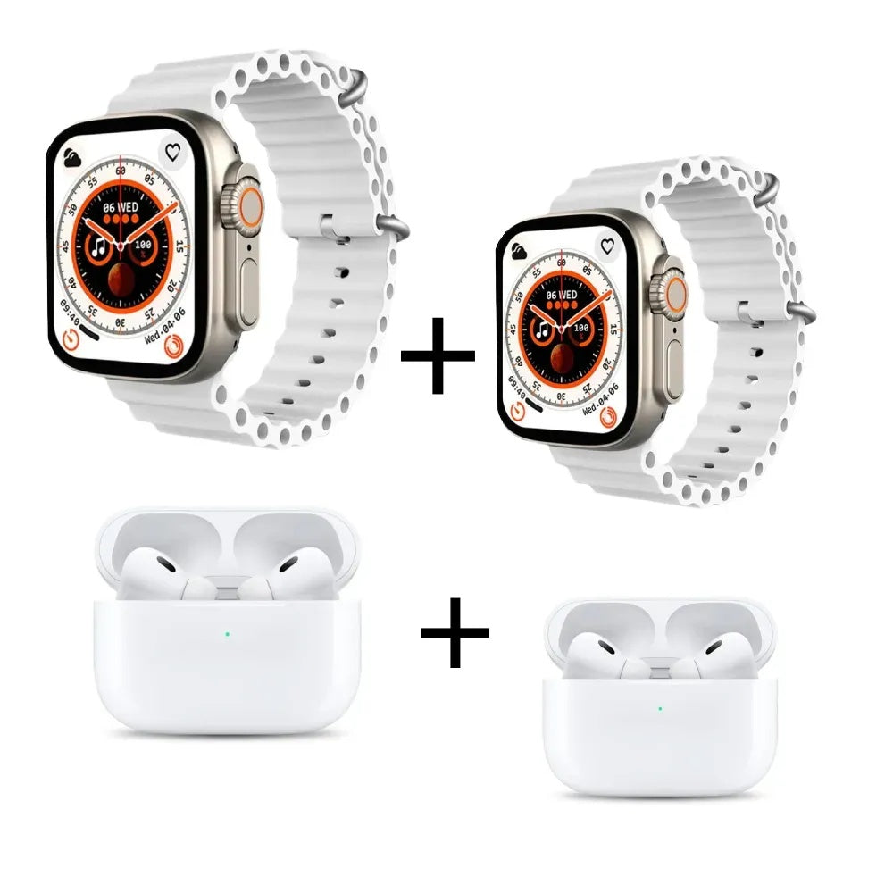Doble Combo Smartwatch T8 Ultra Plus + Audifonos Airpods Pro (Segunda Generacion) Full Calidad 1.1
