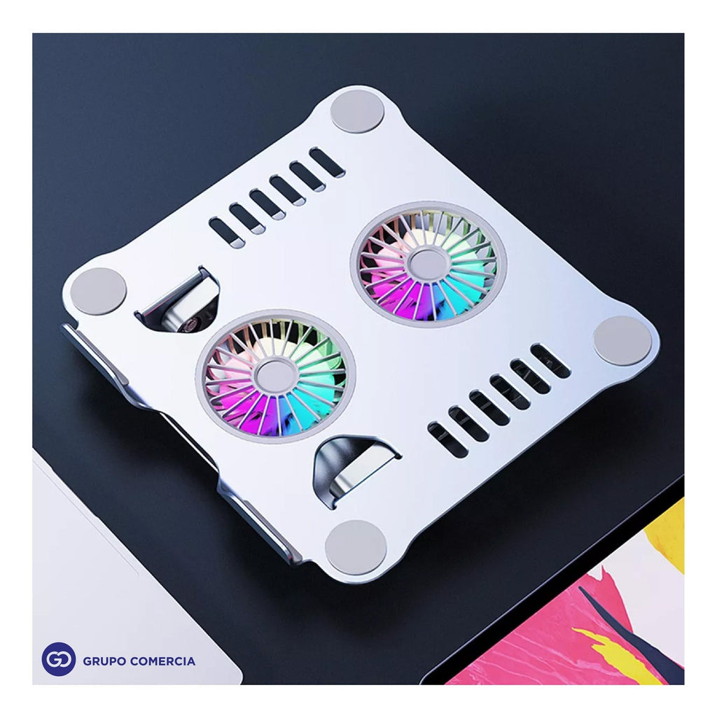 Base Para Pc Laptop Soporte Aluminio Ventilador Ajustable