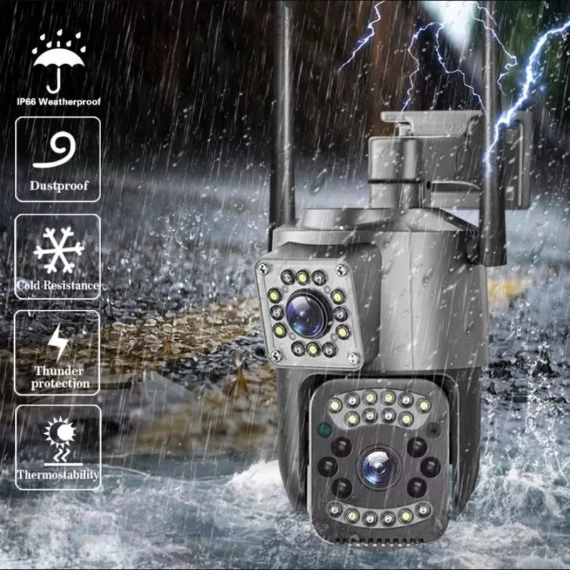 Camara Ip Exterior Doble Lente Wifi Vision Nocturna 360