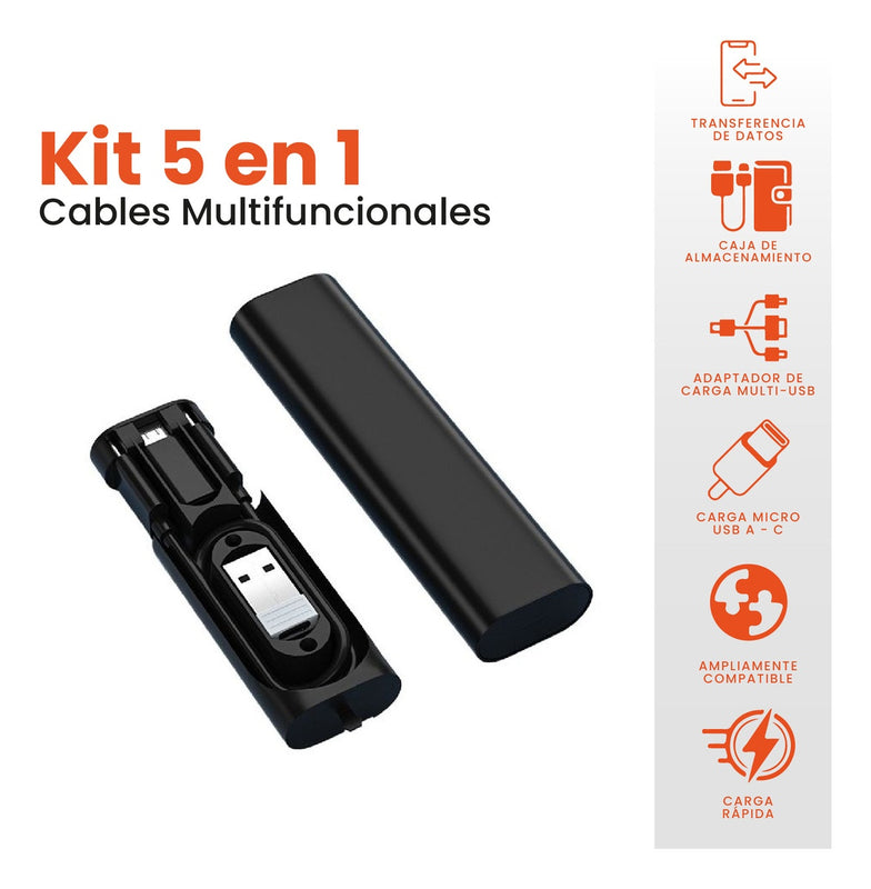 Kit Data Para Viajes Adaptador Carga Celulares Universal Usb Multiconector Cable 60W