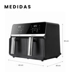 Freidora De Aire Nobelsound Air Fryer Doble Bandeja Con Accesorios Y Moldes 9 Litros