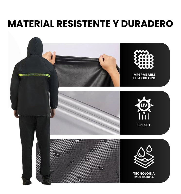 Impermeable Motero Talla L Con Intercomunicador Bluetooth Y20 Manos Libres