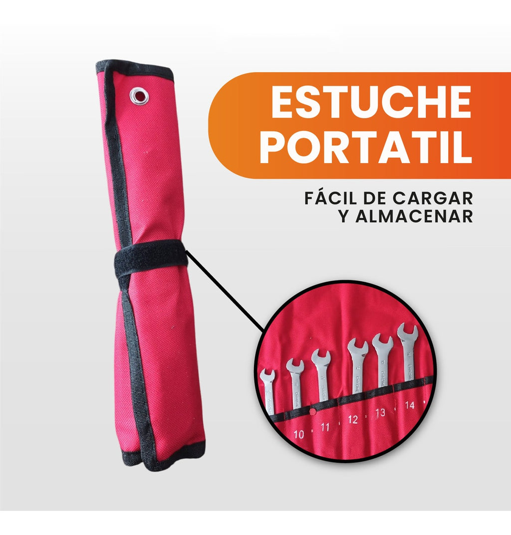 Juego Set Llaves Mixtas Chrome Vanadium 8 Piezas Rache Estuche