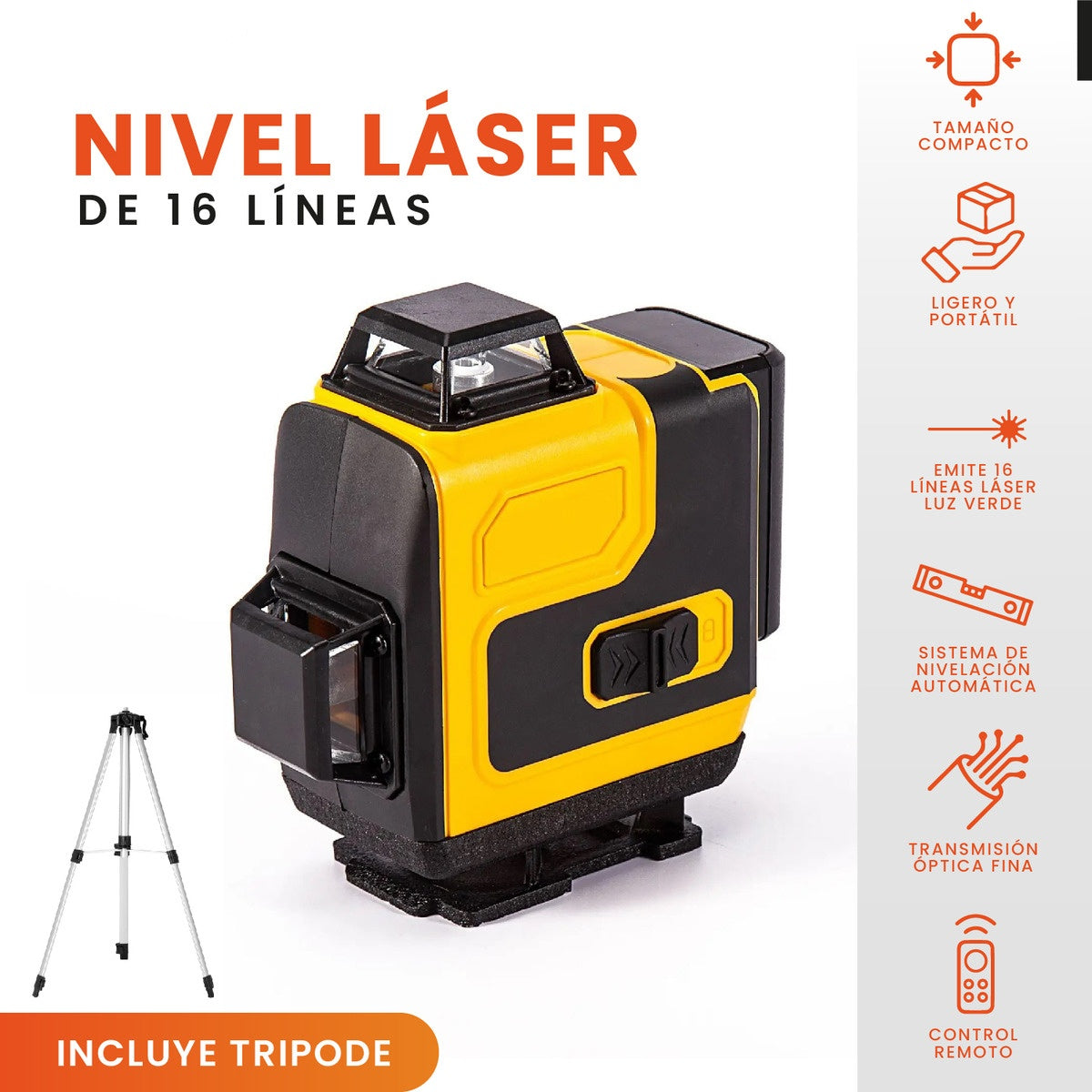 Nivel Laser 16 Lineas Con Estuche Tripode Nivelador Profesional Innovo Tools