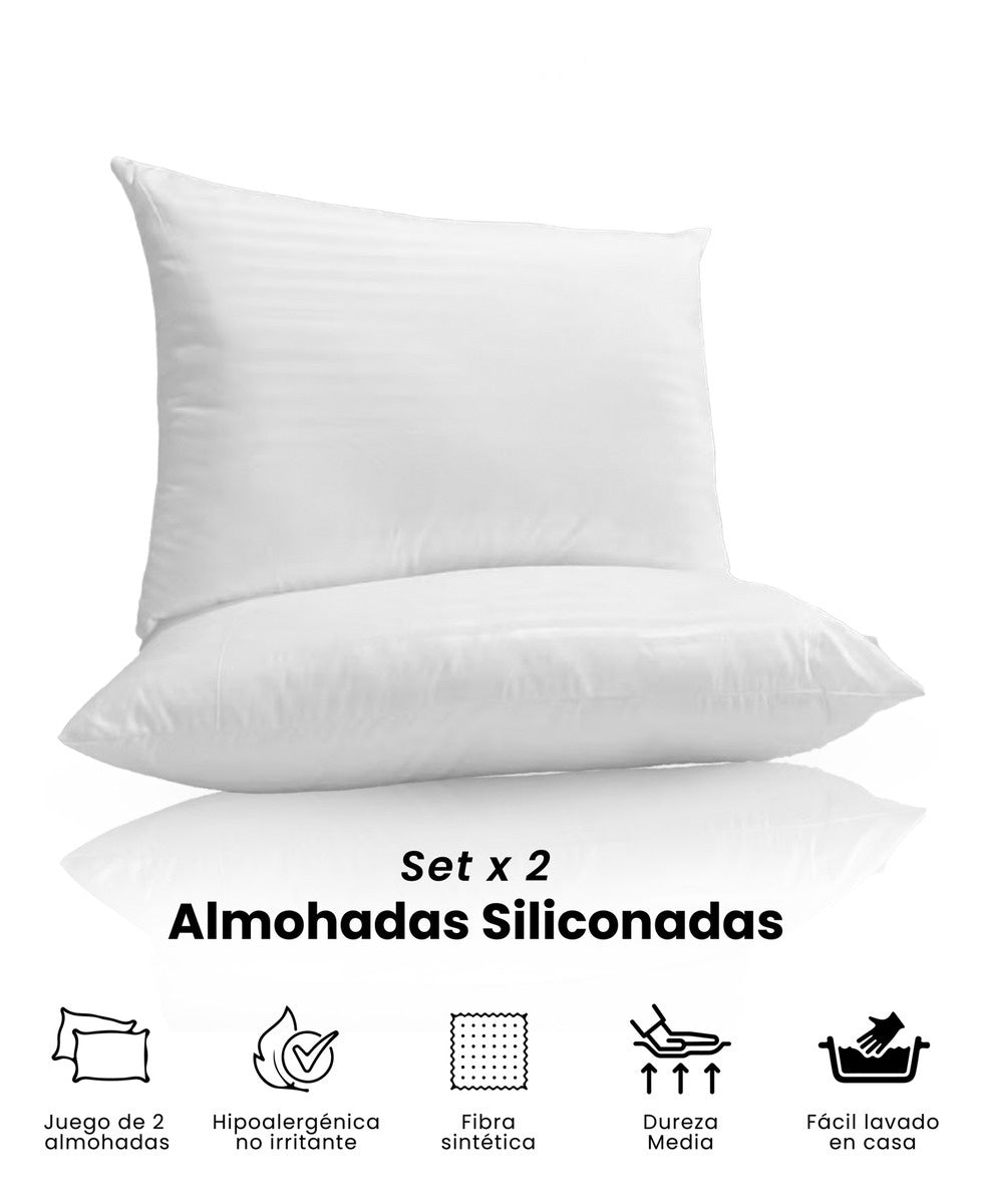 2 Almohadas Confort Pareja Siliconado Acolchada Innovo