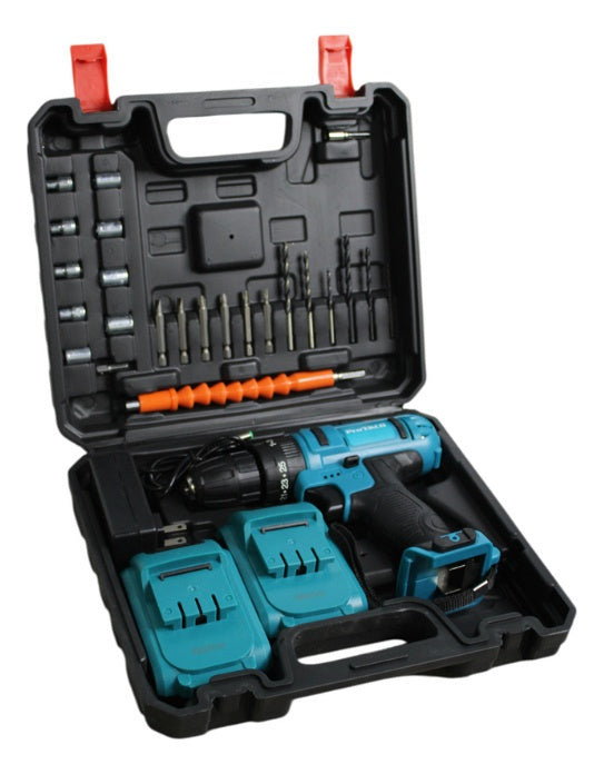 Taladro Percutor 24V Inalambrico 2 Baterias 24V Con Estuche