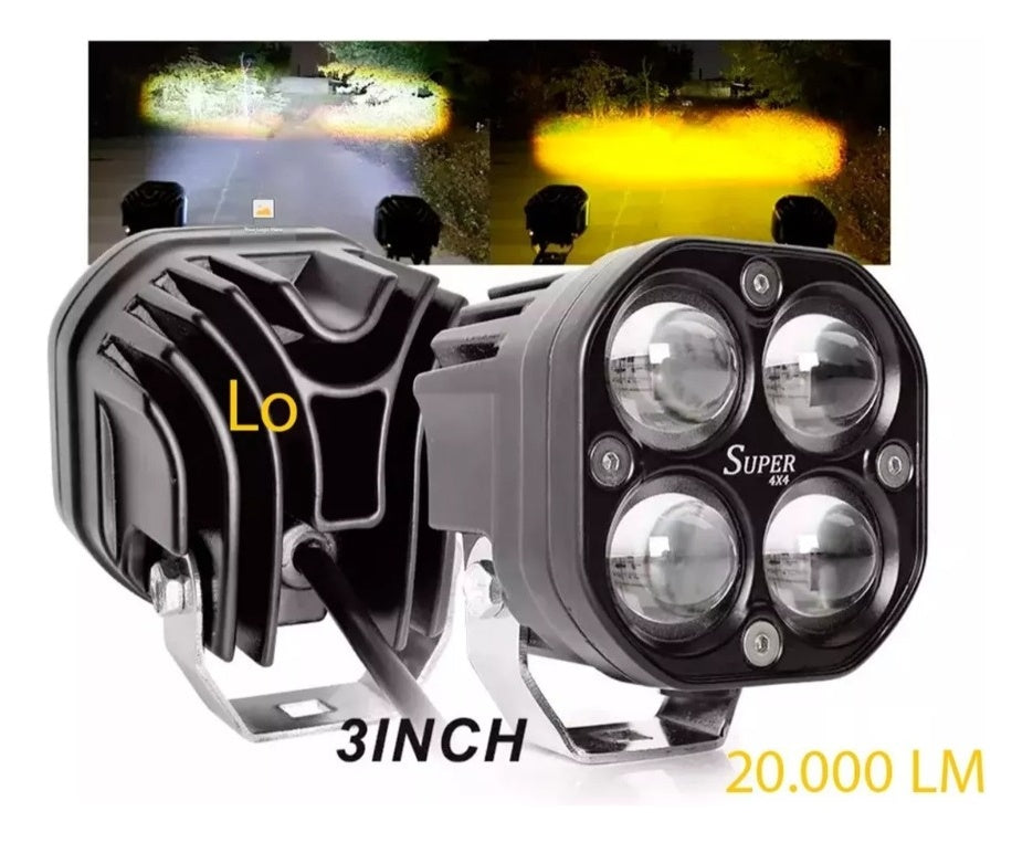 Exploradoras Turbo Led Antiniebla Bicolor 20000Lm Carro/Moto