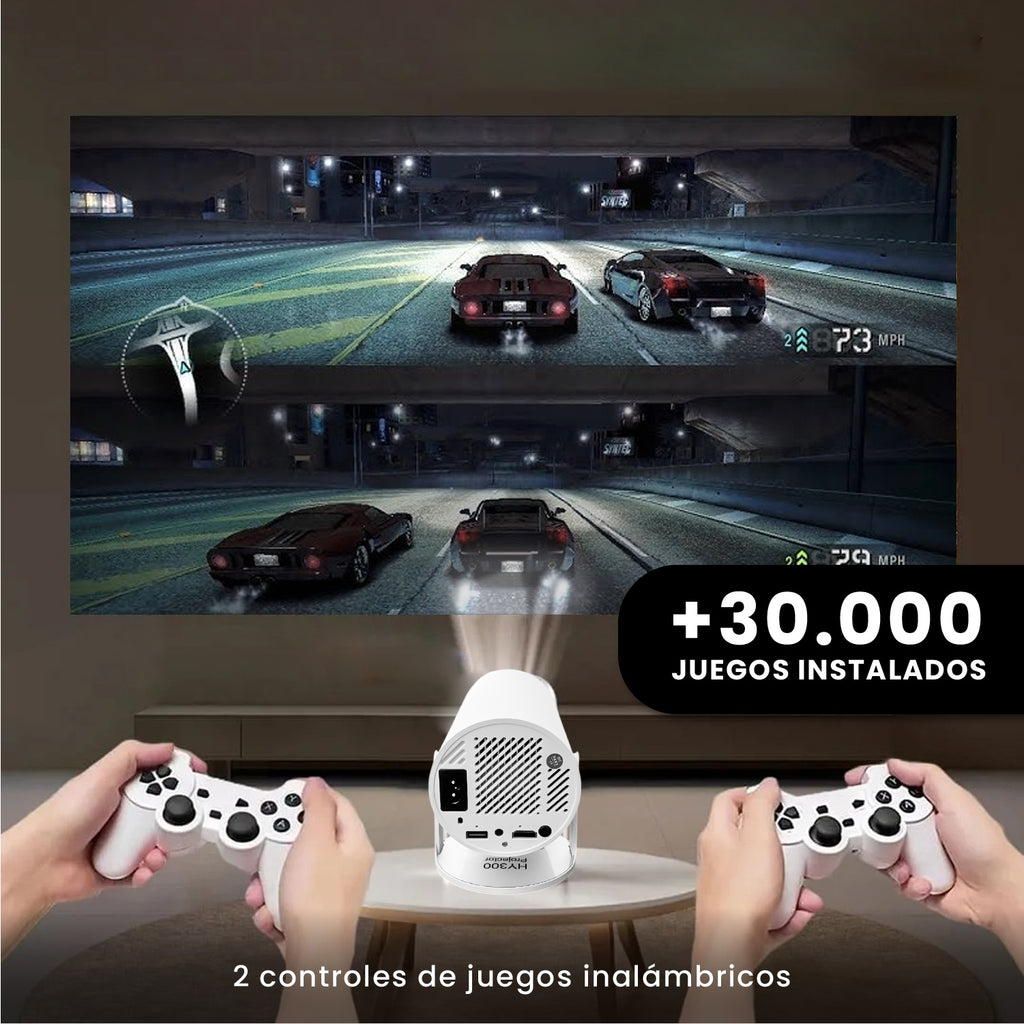 Proyector Hy Android 4K 200 Pulgadas Smart Tv + 2 Controles Gaming Netflix Youtube Prime Disney