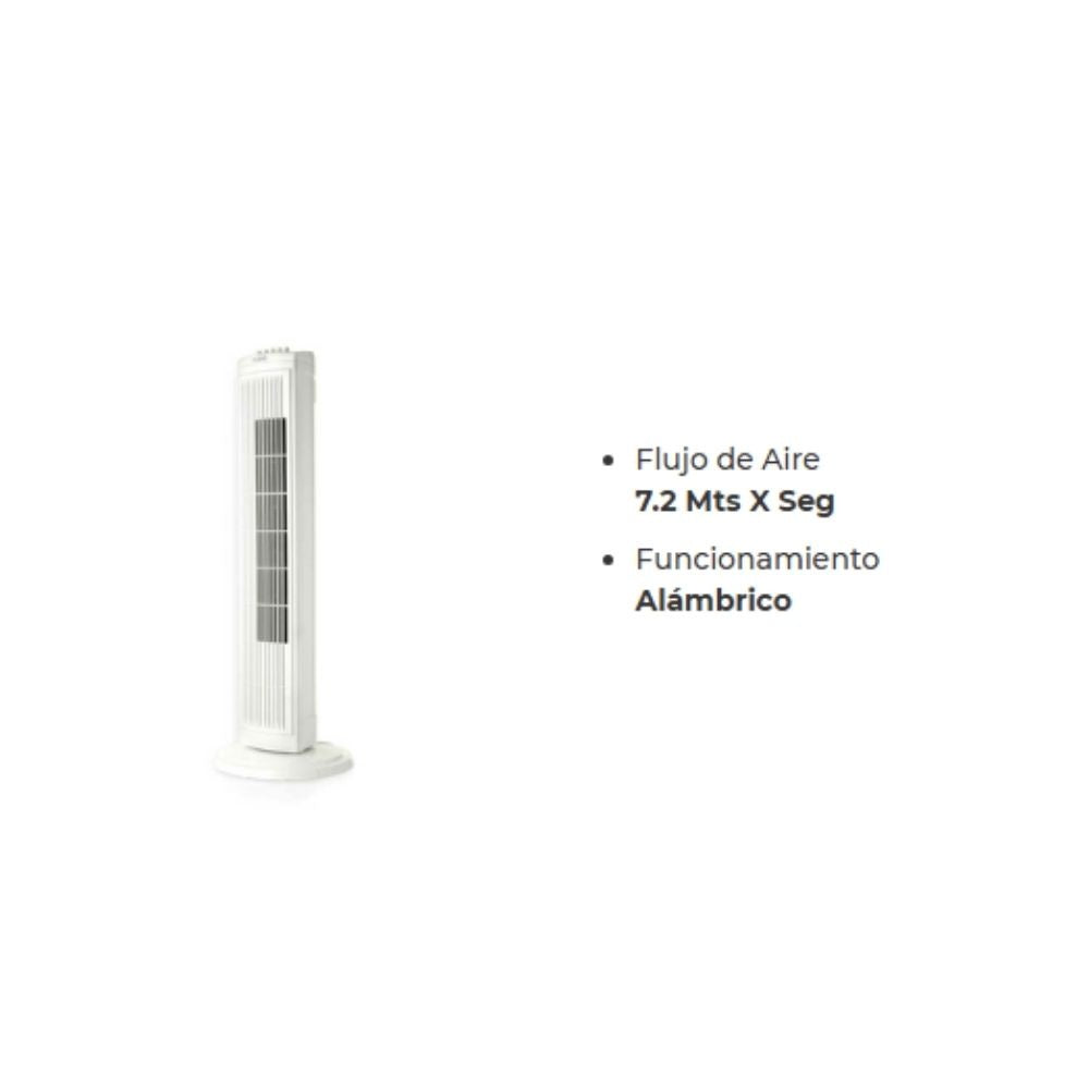 Ventilador Torre Kalley 45W 3 Velocidades Silenciosa Ahorro Energetico