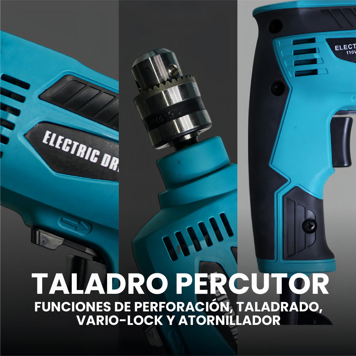 Set Taladro Pulidora Percutor Profesional 3 En Con Estuche Accesorios