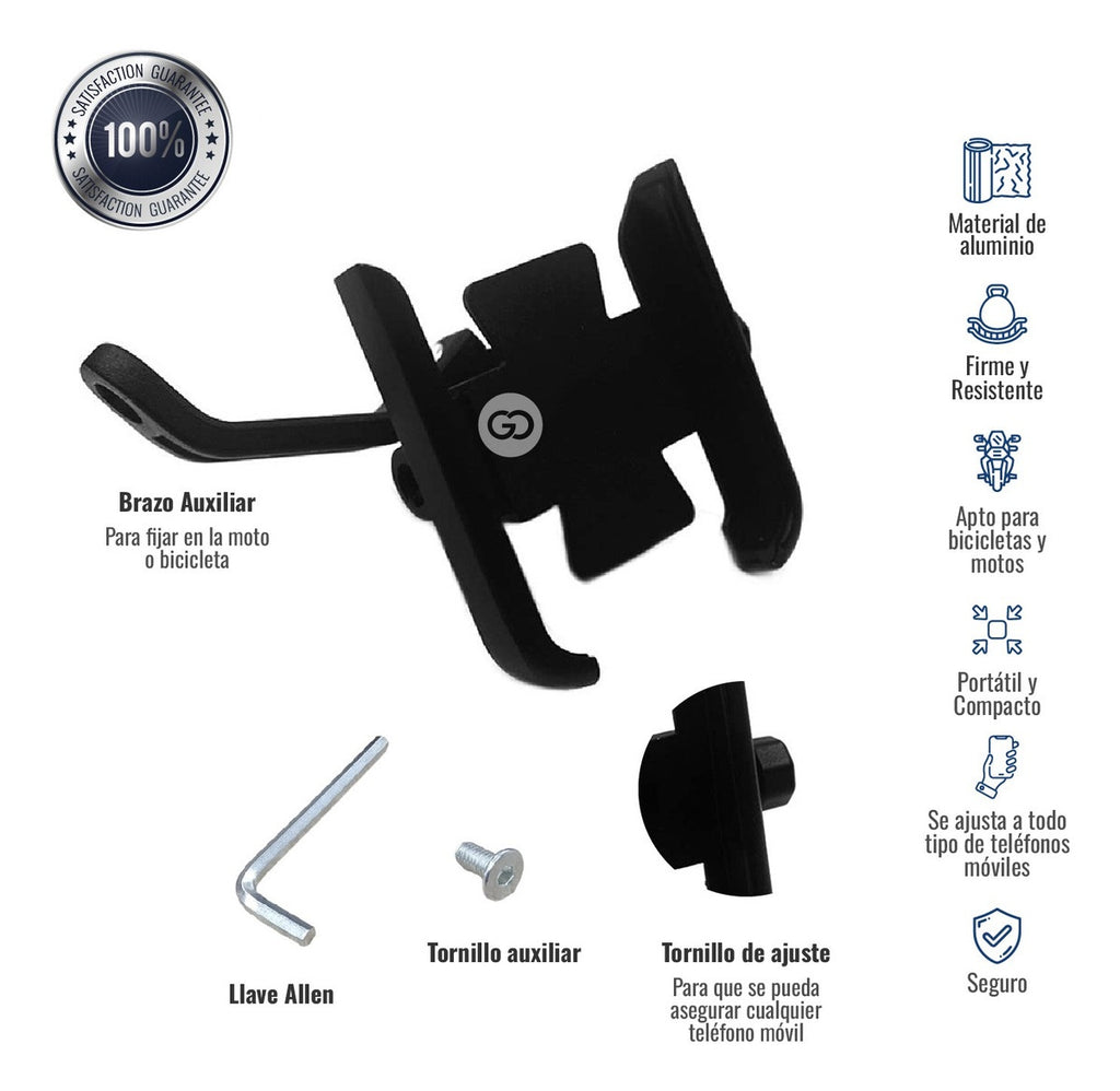 Soporte Holder Moto 100% Metalica Antirrobo Espejo Universal