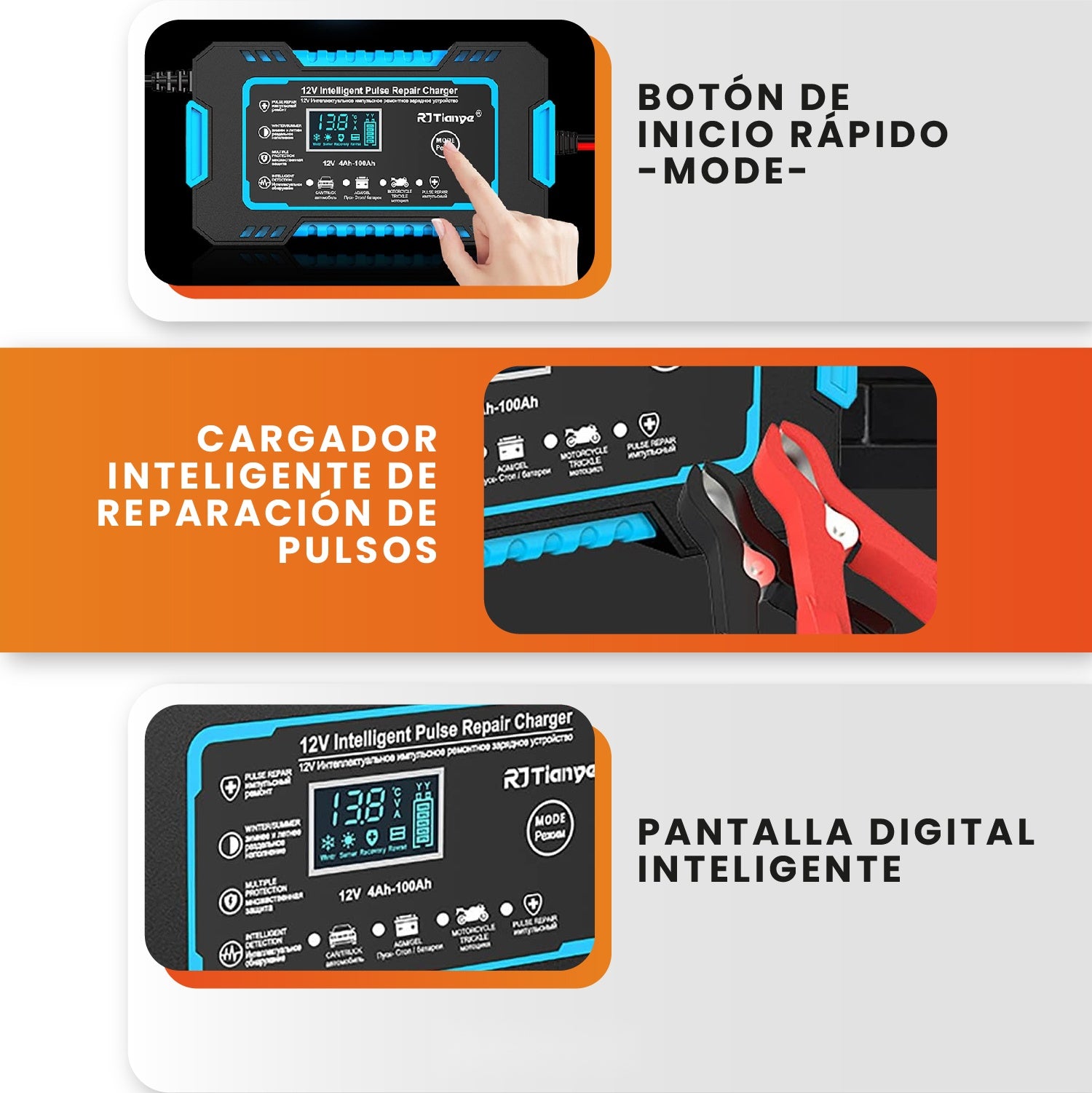 Combo Cargador Iniciador De Bateria 12V + Kit De Despinche Llantas Carro Moto