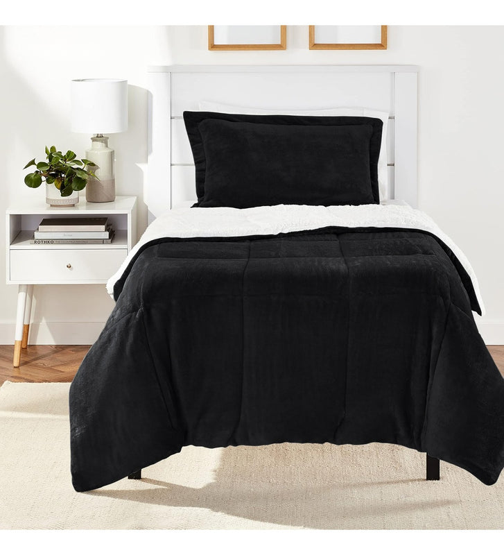 Edredon Cama Sencilla Reversible Ovejero Suave Negro Doble Fas