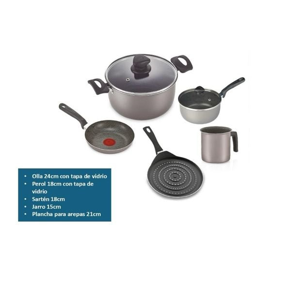 Bateria De Cocina Imusa 7 Piezas Antiadherente Con Sarten, Olla Y Plancha