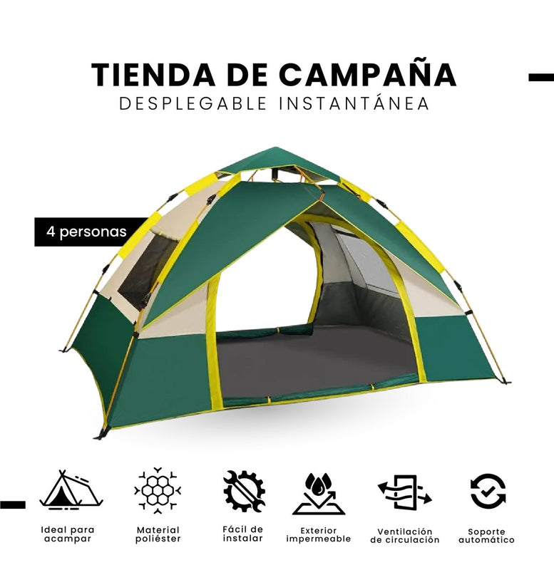 Carpa Camping Campana Automatica 4 Personas Impermeable Ventilacion 360Deg Facil De Armar Mosquitero
