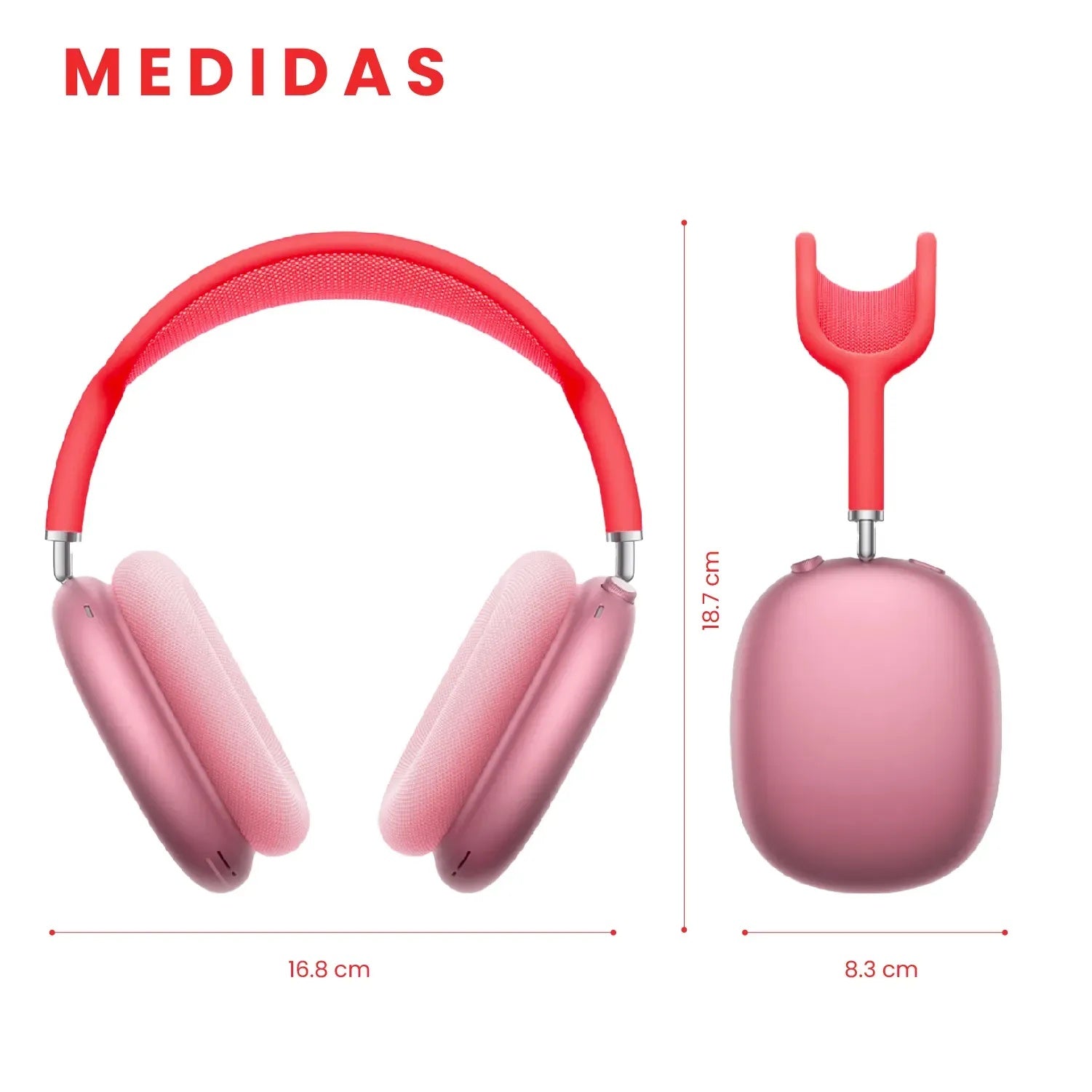 Audifonos Airpods Max 1.1 Replica Magnetica Full Sonido Bluetooth Estuche Rojo