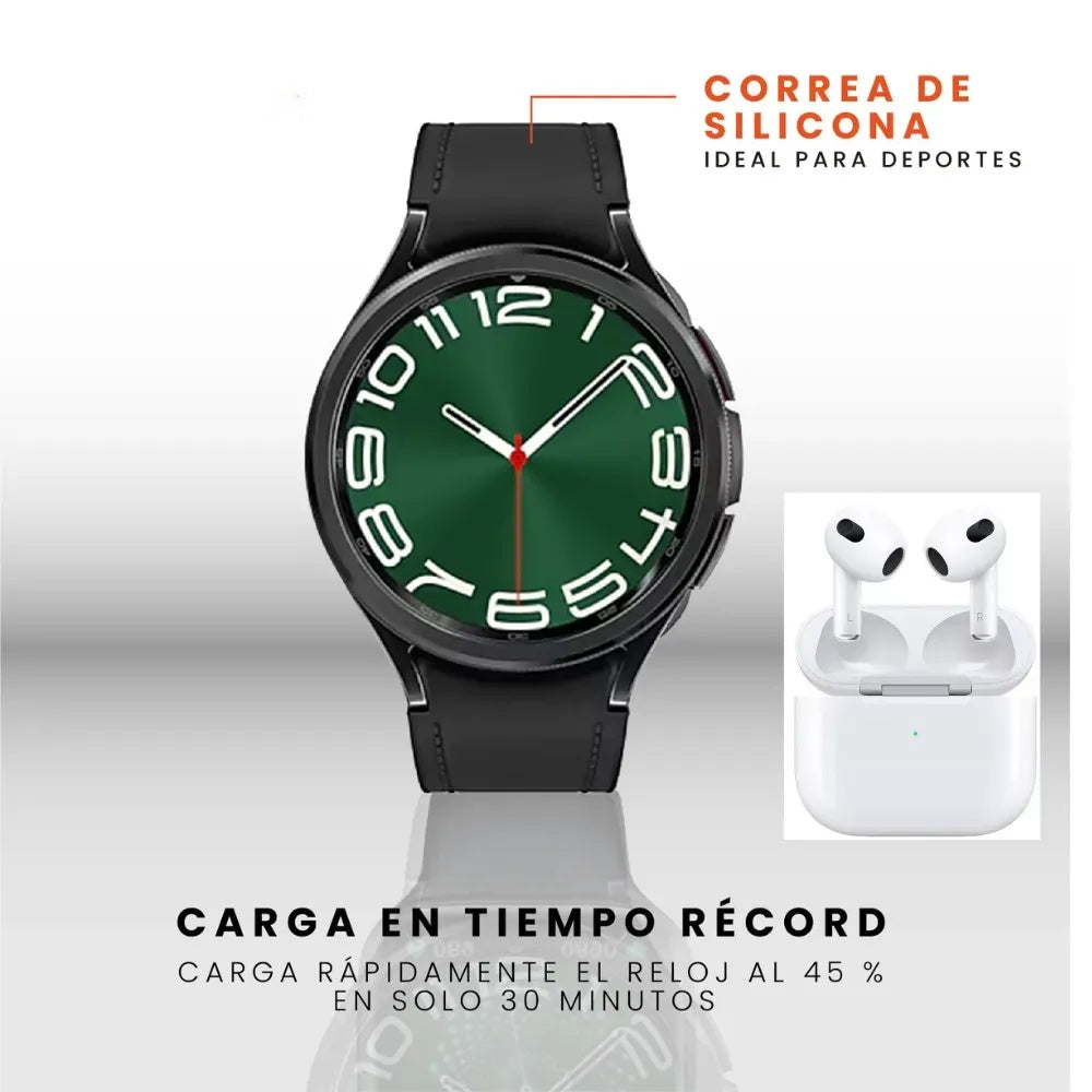 Smartwatch Samsung Galaxy Watch Clasic Samsung Replica Con Audifonos Airpods Serie 3