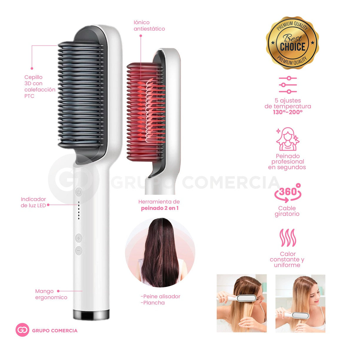 Cepillo Alisador Control De Temperatura Profesional