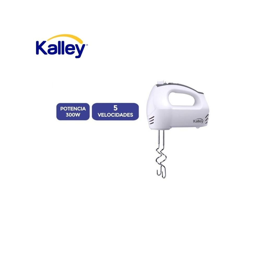 Batidora De Mano Kalley 300W 5 Velocidades Ganchos Amasadores De Acero Inoxidable