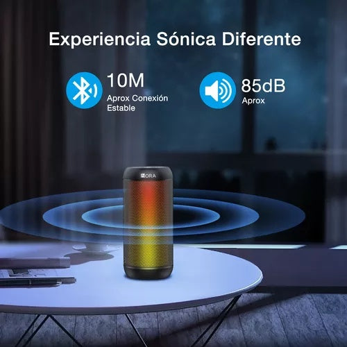 Bocina Bluetooth Inalambrico Con Luces Led 1Hora Boc242 Negro