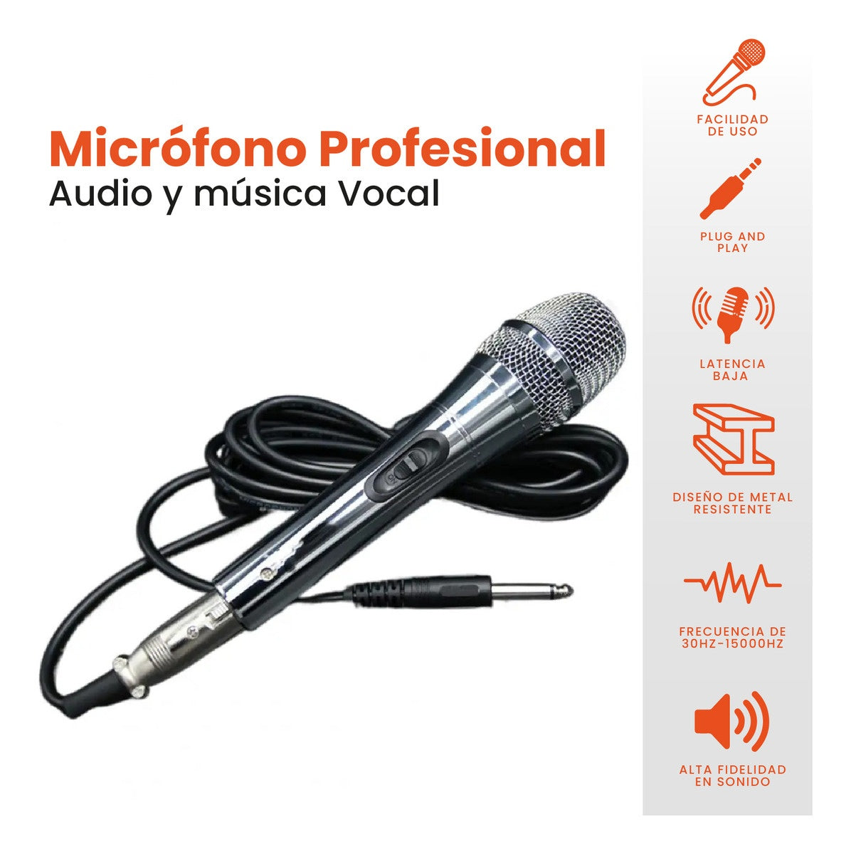 Microfono Karaoke Profesional Metalico De Cable