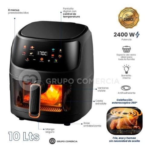 Freidora De Aire 10 Litros Alta Potencia 2400W Air Fryer Obsequio
