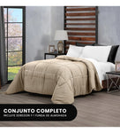 Edredon Microfibra Para Cama Sencilla 2 Fundas Tela Suave Beige