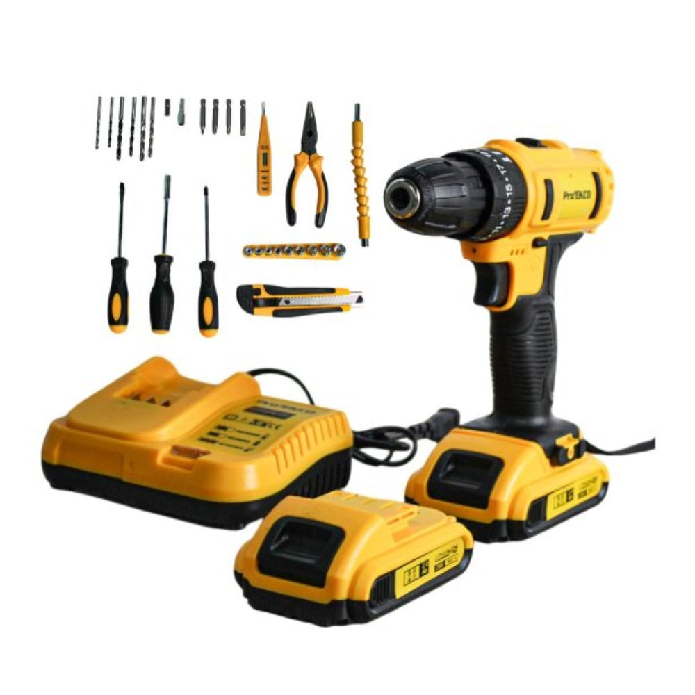 Taladro Inalambrico Doble Bateria 25V Con 30 Accesorios Estuche