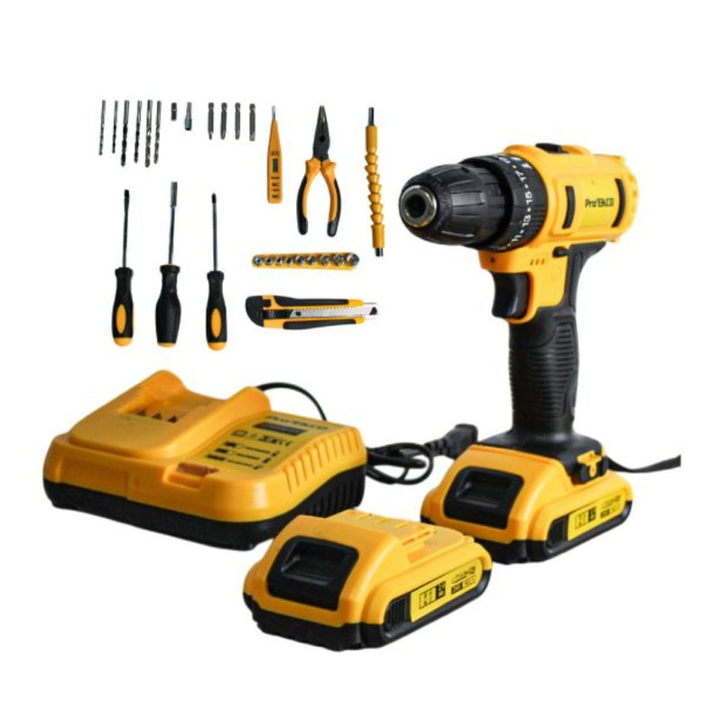 Taladro Inalambrico Doble Bateria 25V Con 30 Accesorios Estuche