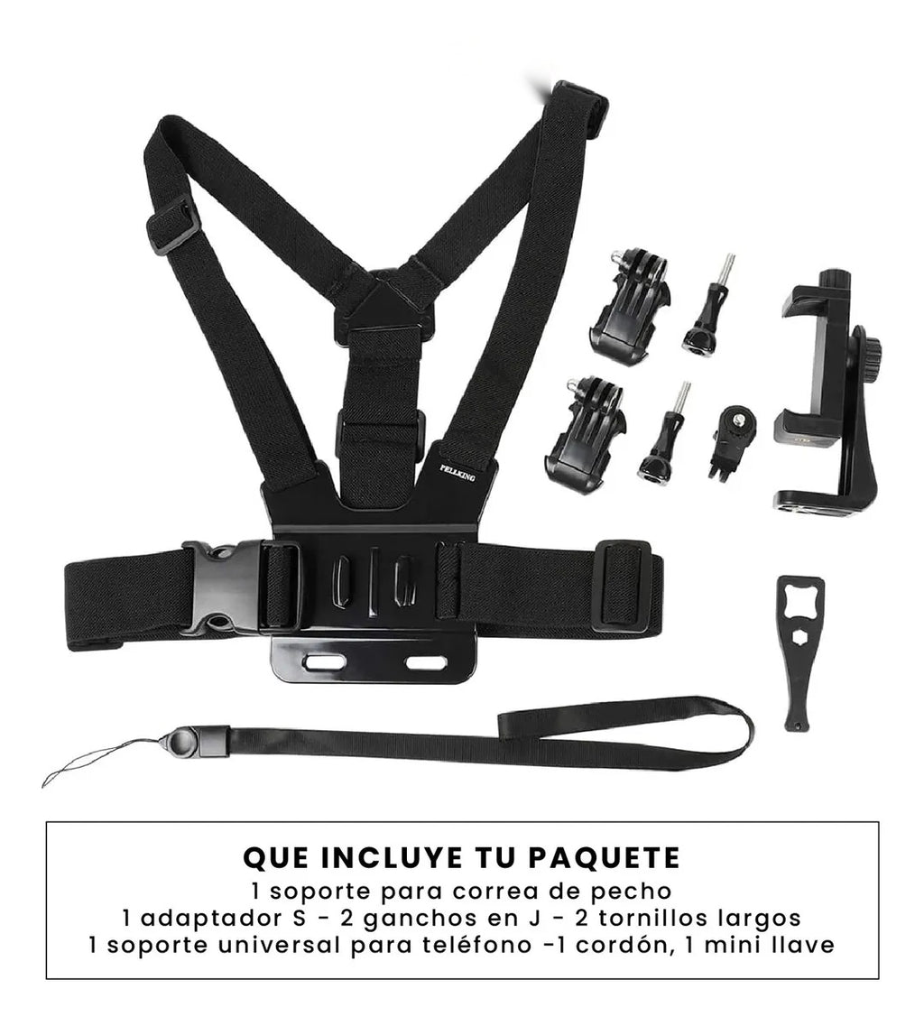 Arnes Soporte Pecho Para Gopro Celular Universal Ajustable Compatible Insta360 Smartphone