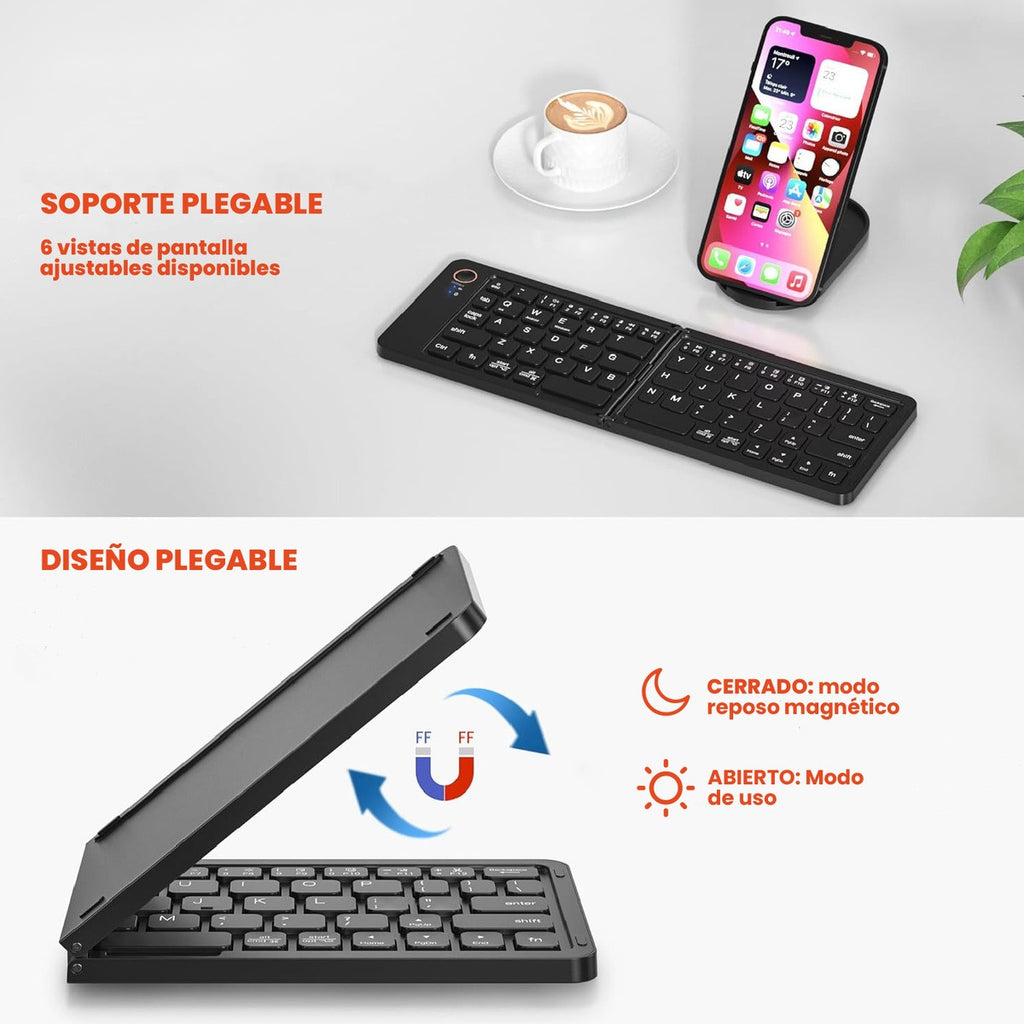 Teclado Plegable Portable Bluetooth + Soporte Giratorio Celular Innovo