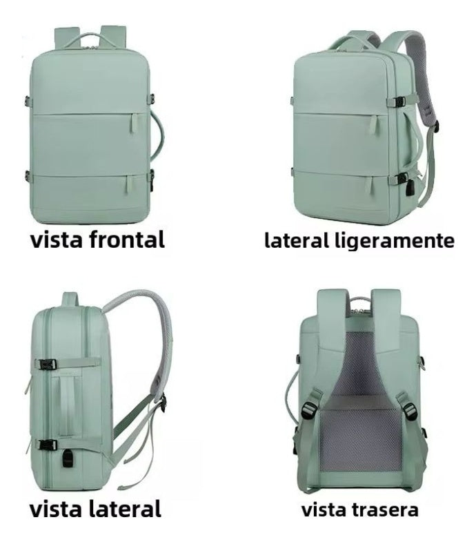 Maleta Morral Para Laptop Puerto Usb Viajero Practico Semi Impermeable Amaz Green