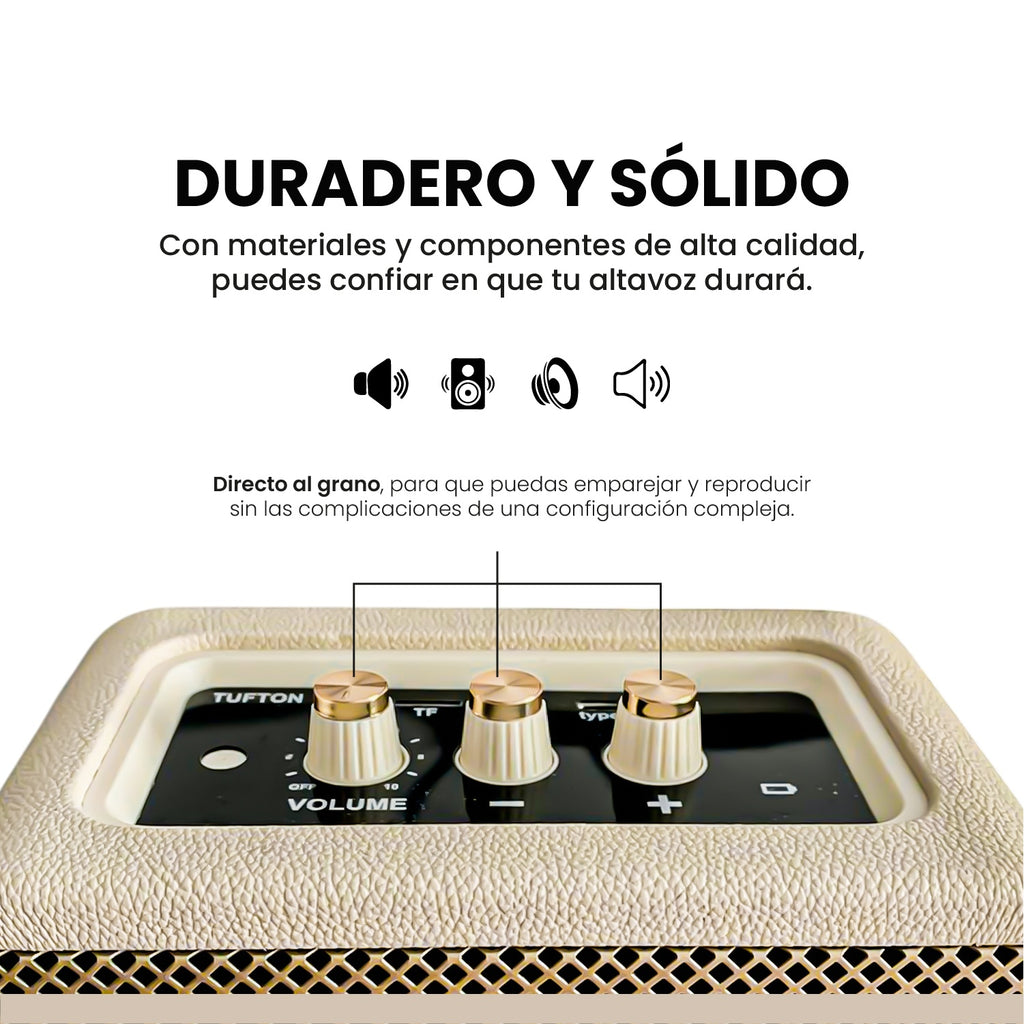 Parlante Retro Bluetooth Estilo Marshall Beige Potente Clasico Replica 1.1