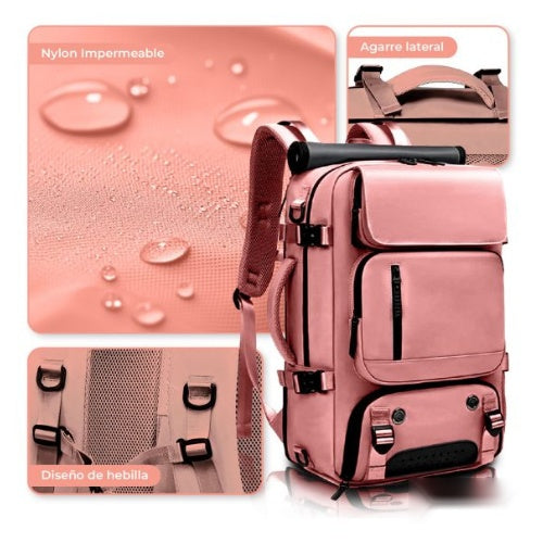 Mochila Bolso Maleta Multifuncional Laptop Viajero Gran Capacidad Impermeable Rosa Innovo Bags