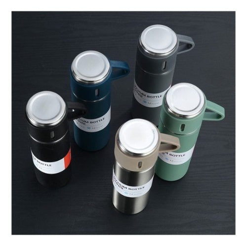 Set Termo De Agua Caliente Vasos Termicos Cafe + 3 Tazas Color Verde