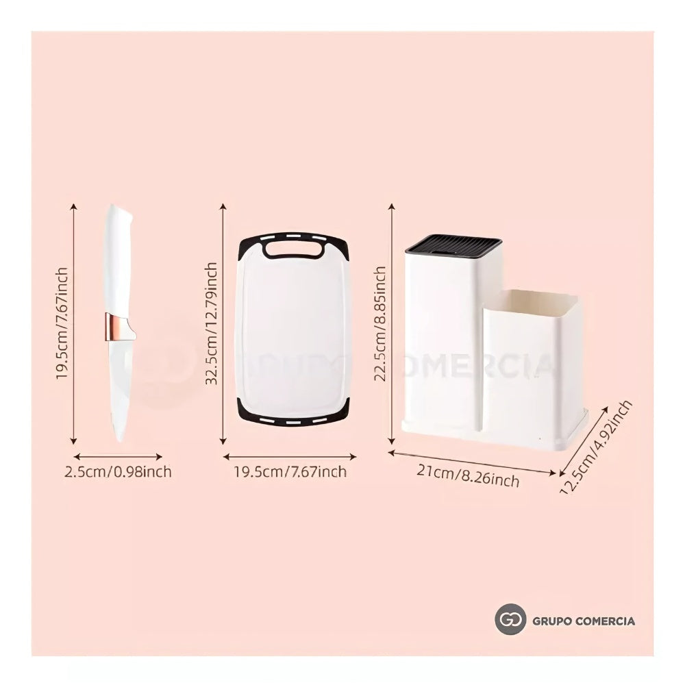 Combo Mandolina Picatodo Verdura + Tabla De Picar Descongela Carne+ Set Utensilios X12 Piezas En Silicona