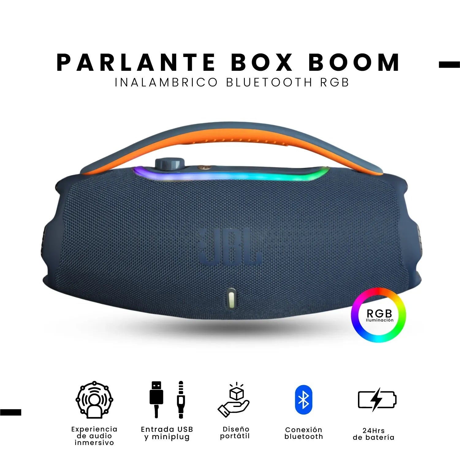 Parlante Grande Potente Jbl Boom Box 3 60W Bluetooth Tws Azul Replica 1.1