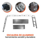 Escalera Todo En 1 Multifuncion 12 Pasos Ajustable Resiste 150 Kilos Multifuncional