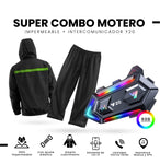 Impermeable Motero Talla L Con Intercomunicador Bluetooth Y20 Manos Libres