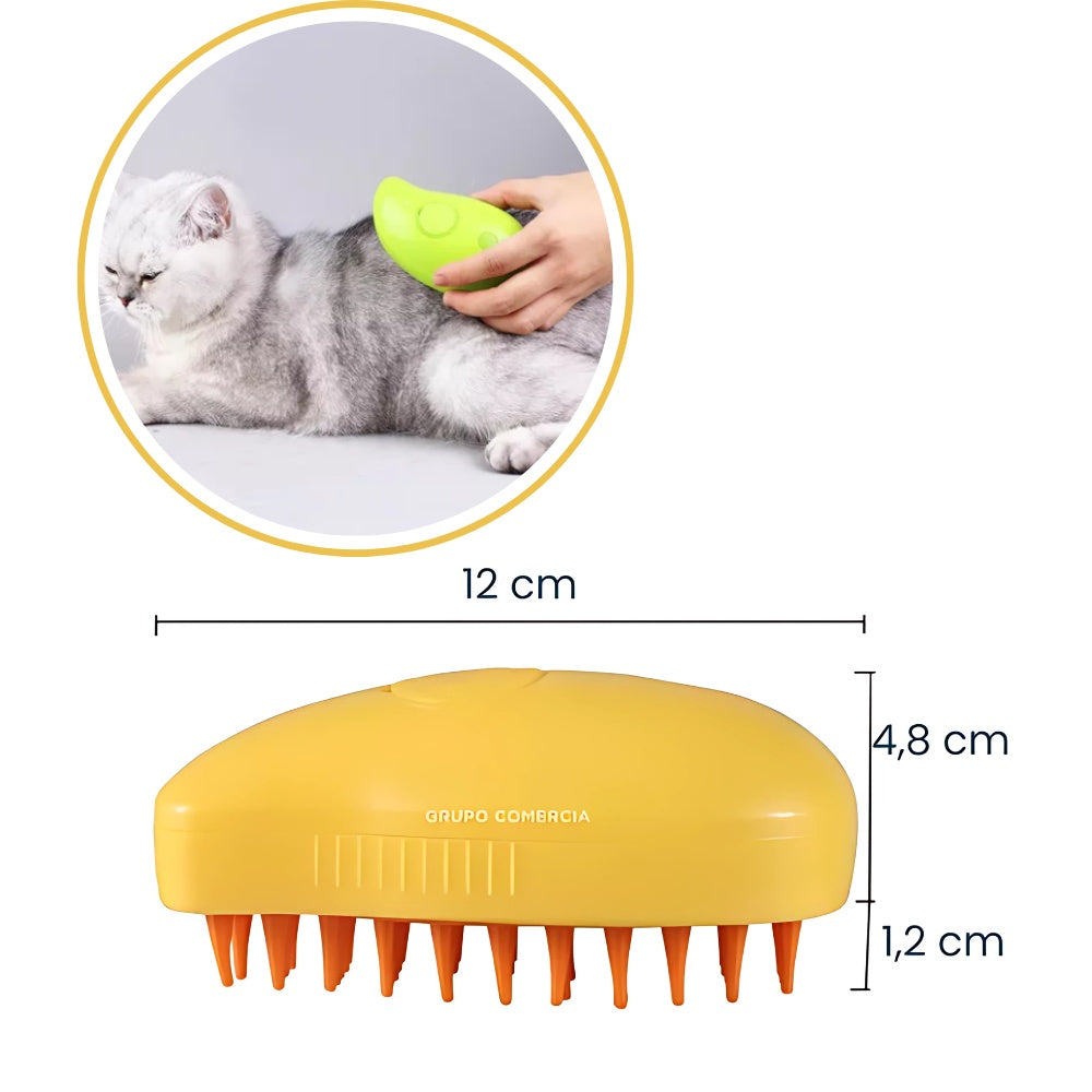 Combo Esfera Rodillo Silicona Quita Pelos + Cepillo Masaje Mascotas Vapor